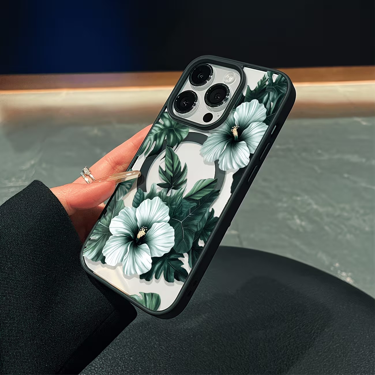 Green Floral Print Phone Case  - đánh giá và giá Apple Iphone 15 Pro Max